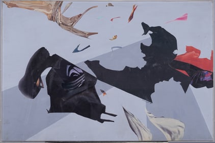 Vintage Signed Mixed Media Abstract Collage Mid Century Modern Art