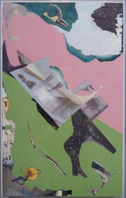 Vintage Signed Mixed Media Abstract Collage Mid Century Modern Art