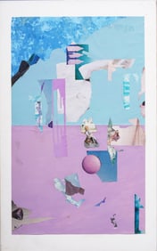 Vintage Signed Mixed Media Abstract Collage Mid Century Modern Art