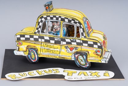 Red Grooms (b1937) Vintage Pop Art 3d Sculpture  Rare Limited Edition "Ruckus Taxi, 1986"