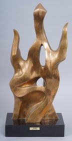 Seymour W. Meyer (1914 - 2009) "Flame" Antique Cubiest Abstract Modern Sculpture