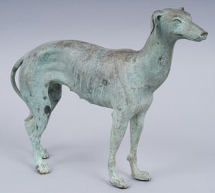 Antique Bronze and Copper Dog Sculpture