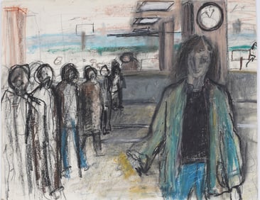 Vintage Outsider Modernist Figural Drawing