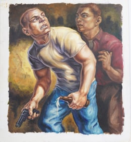 Modernist Male Portrait Original Illustration Painting