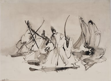 Signed Surreal Modernist Painting