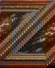 Antique Signed European Flower  Still Life Framed Oil Painting