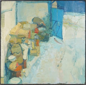 Signed 1961 Large American School Abstract Expressionist Framed Landscape Oil Painting