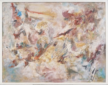 Monogrammed "A.B.S. 1960" Large American School Framed Abstract Expressionist Oil Painting