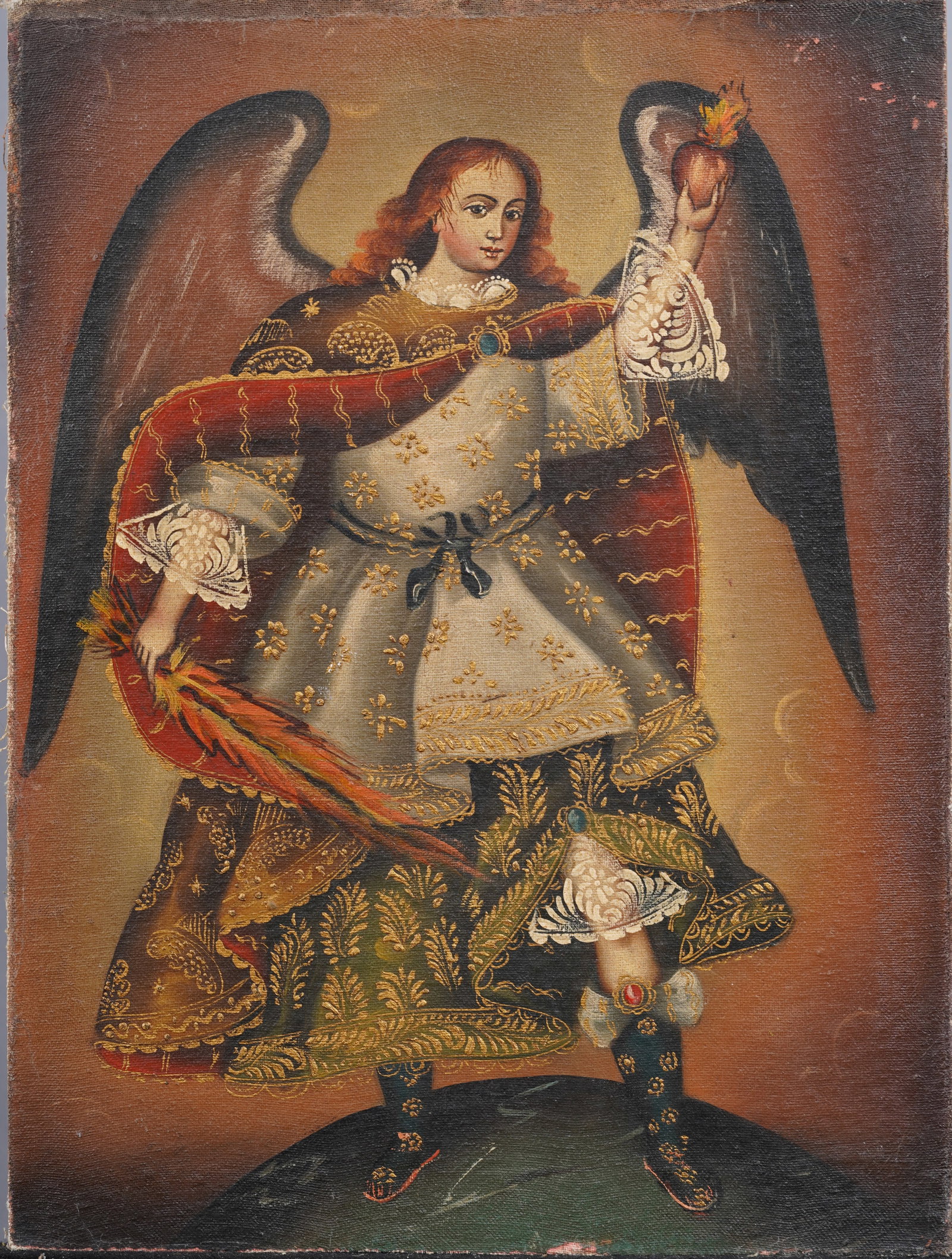 Antique European Religious Angel Figure Portrait Oil Painting (1 of 5)