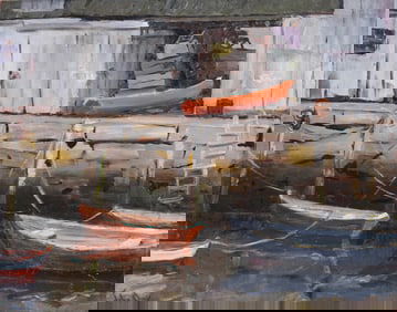 John Day (1932 - 1982) Early American Impressionist Gloucester Harbor Seascape Signed Painting