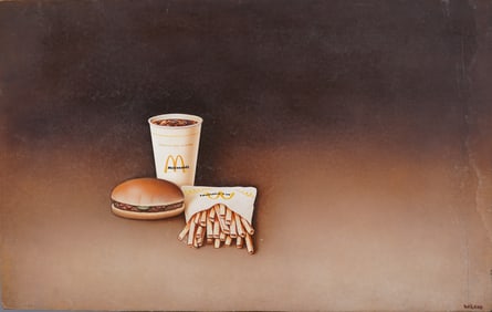 Vintage American Realist Pop Art McDonalds Still Life Signed "Wilcox" Large Oil Painting