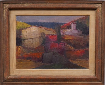 Vintage European Fauvist Landscape FRamed Original Oil Painting