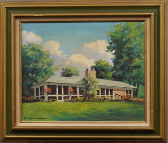 Edna Palmer Engelhardt (1897 - 1991)  Antique American Impressionist Landscape Original Oil Painting