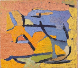 Antique American School Modernist Abstract Oil Painting