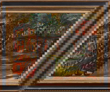 Antonietta Raphael Mafai (1900 - 1975) European Modernist Cityscape Signed Original Oil Painting: Antique European modernist cityscape oil painting. Oil on canvas. Signed. Framed. Measuring 22 by 26 inches overall and 16 by 20.5 painting alone. Please see all images for condition. Size is measured