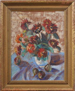 ATTR Philip Reisman (1904-1992) Vintage American Modernist Still Life Framed Original Oil Painting: Antique American modernist still life oil painting. Oil on board. Signed. Framed. Measuring 21 by 26 inches overall and 16 by 20 painting alone. Please see all images for condition. Size is measured a