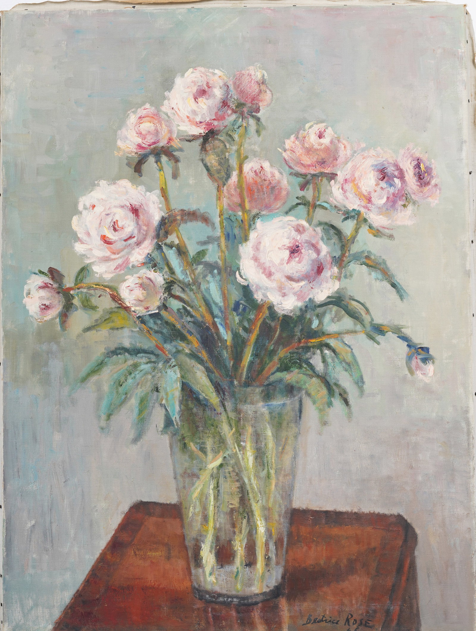 Singed American Impressionist Signed Flower Still Life Oil Painting: Antique American impressionist oil painting. Oil on canvas. Signed. Measuring 24 by 32 inches. Please see all images for condition. Size is measured and written on the back of the painting. The first 