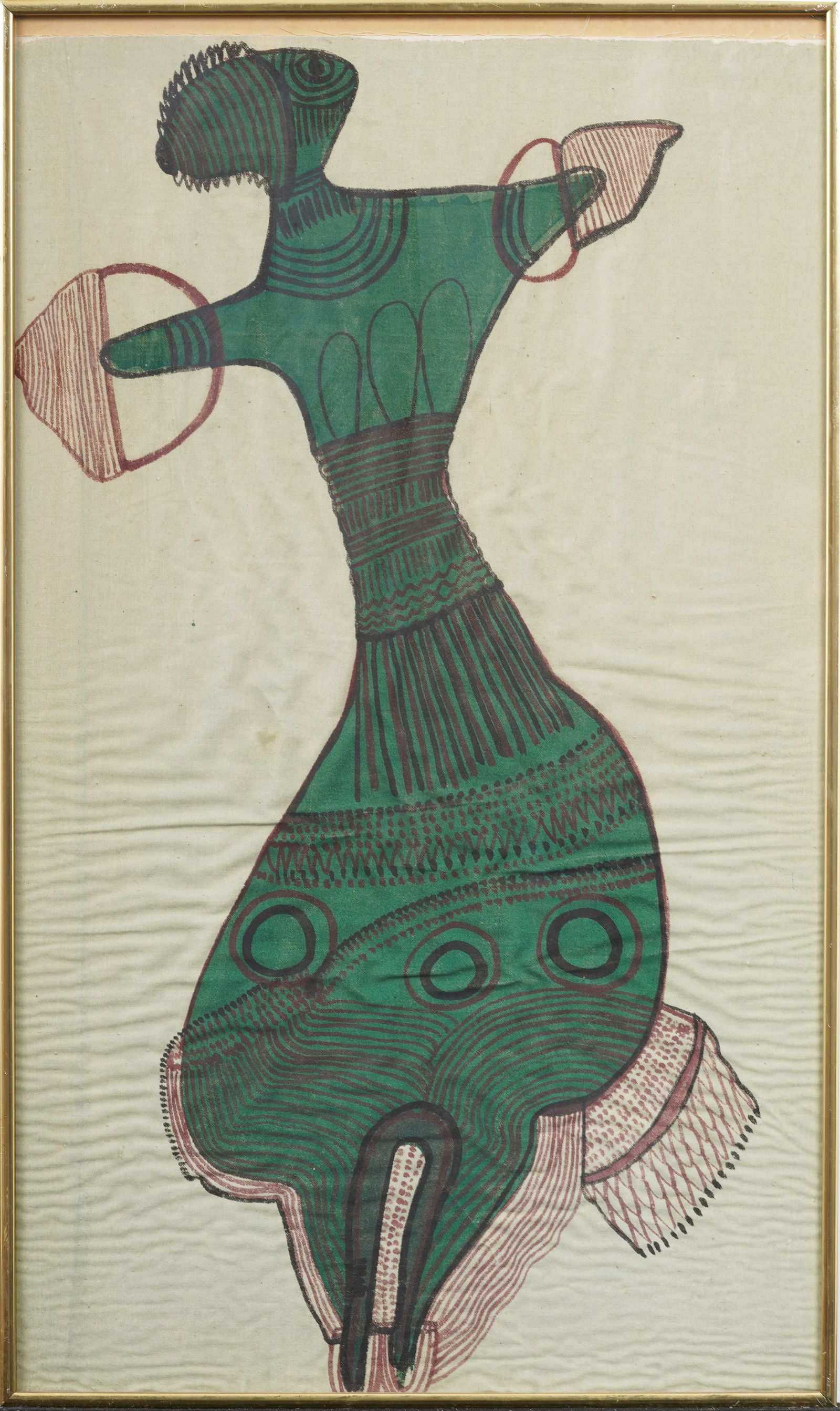 Vintage African Tribal Framed Portrait Mixed Media Painting (1 of 6)