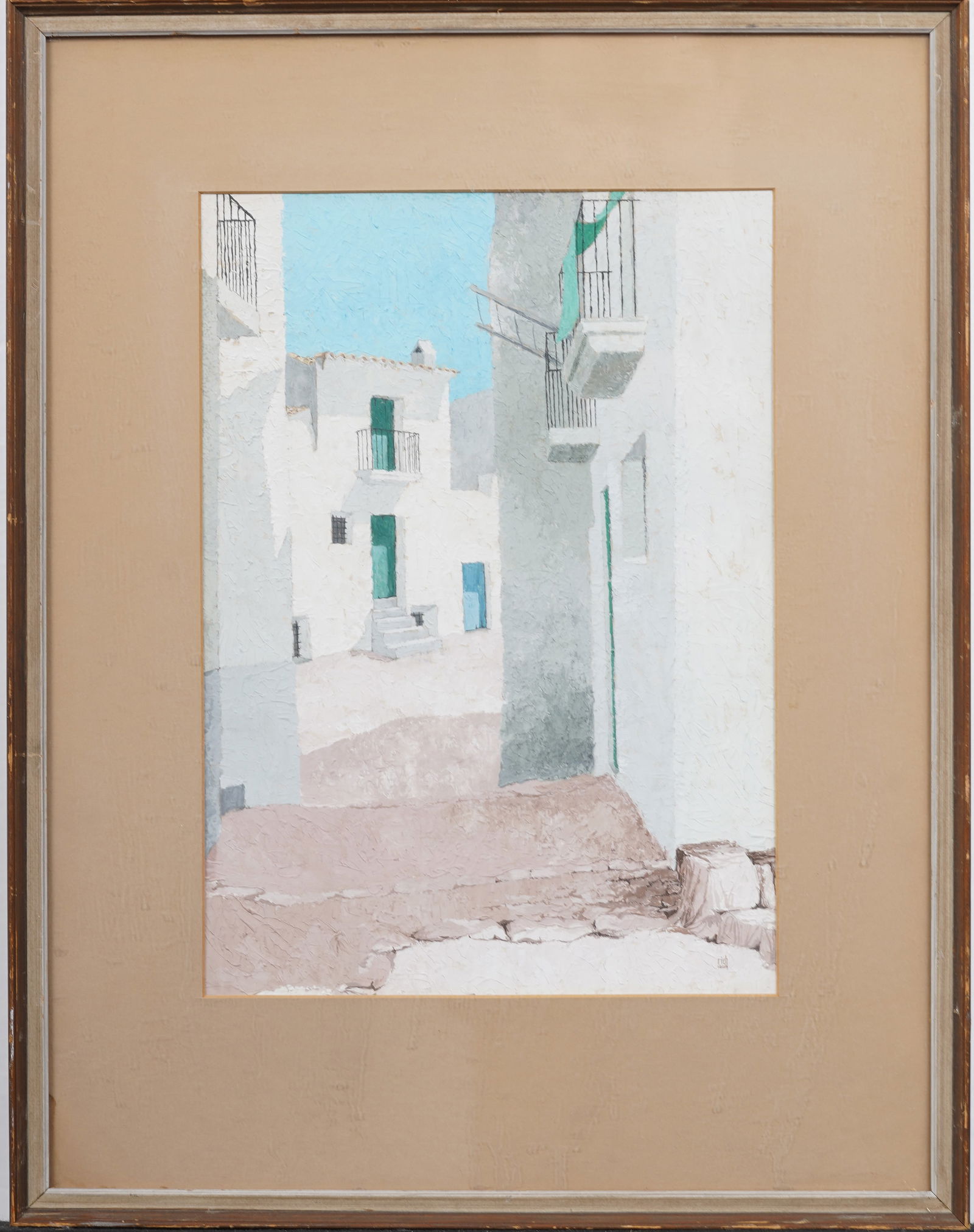 Impressionist European Cityscape Signed and Framed Ibiza Spain Ancient Road Painting (1 of 5)