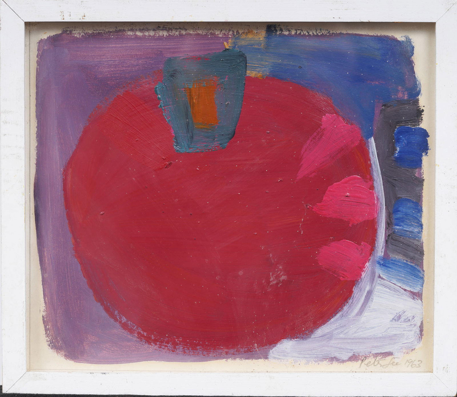 Peter Gee (1932 - 2005) Signed 1963 American Modernist Abstract Still Life Framed Oil Painting (1 of 5)