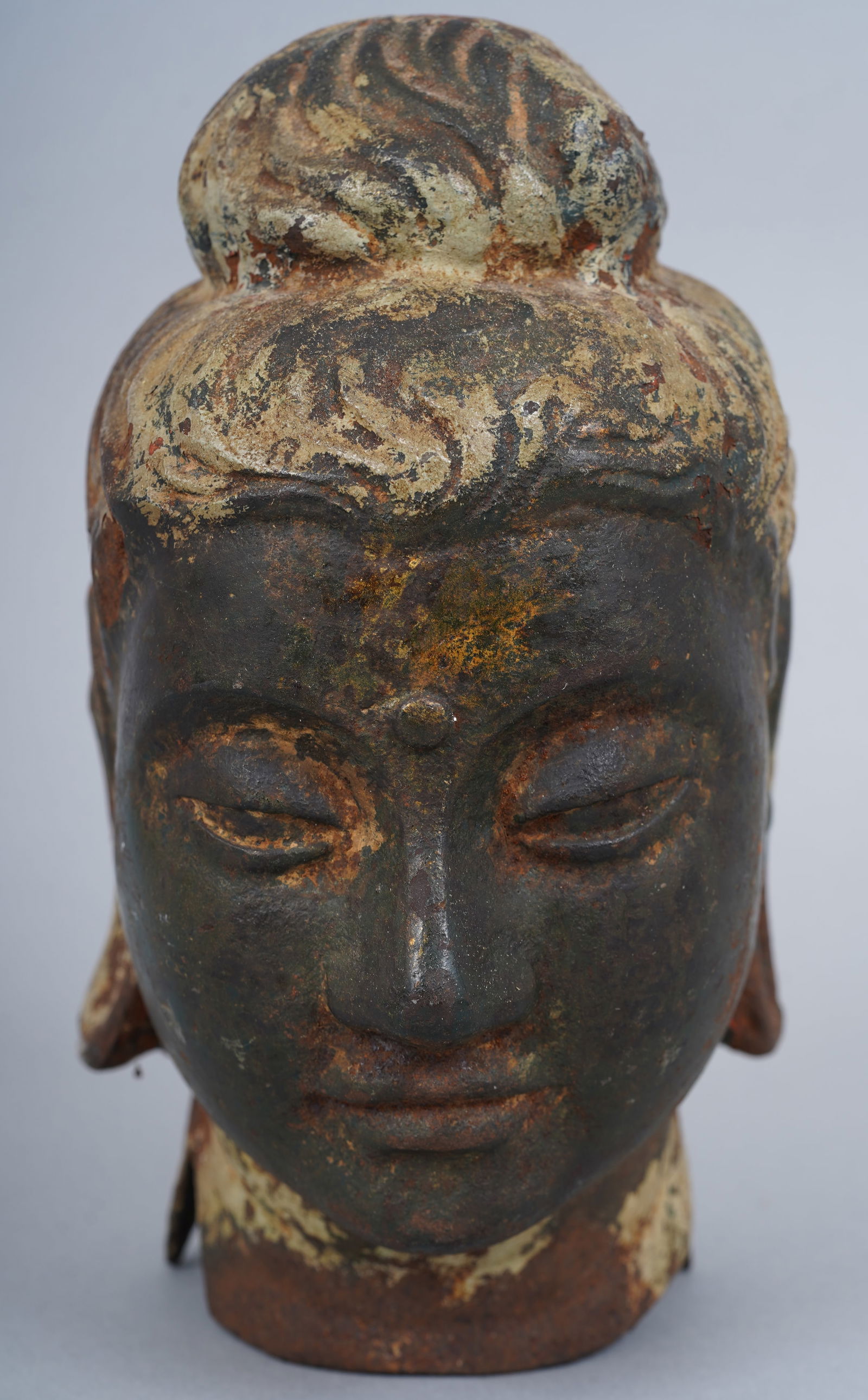 Antique Bronze Buddha Head Religious Sculpture Fragment (1 of 6)