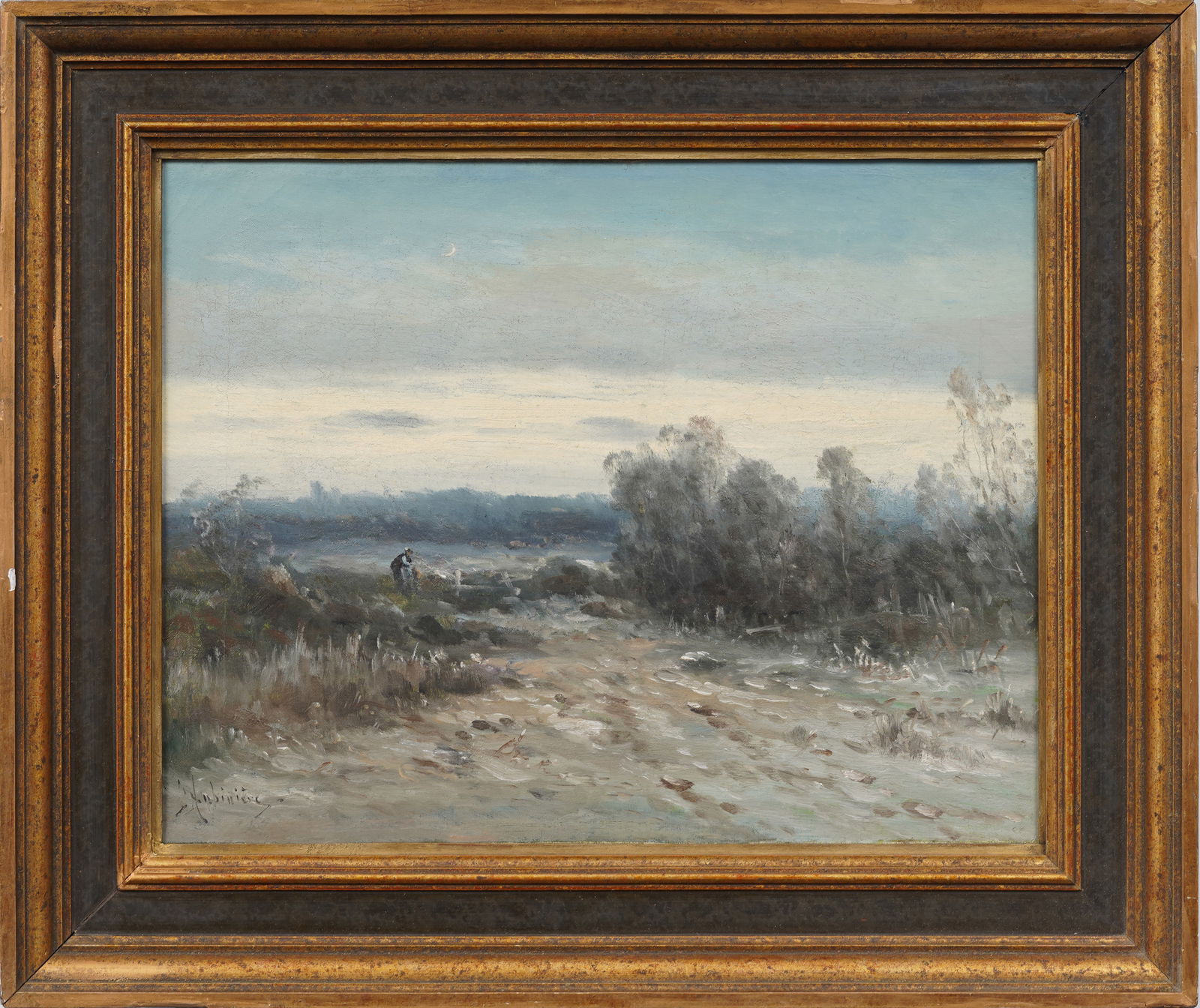 Constant Auguste de L'Aubiniere (1842 - 1910) Signed French American Impressionist Oil Painting (1 of 6)