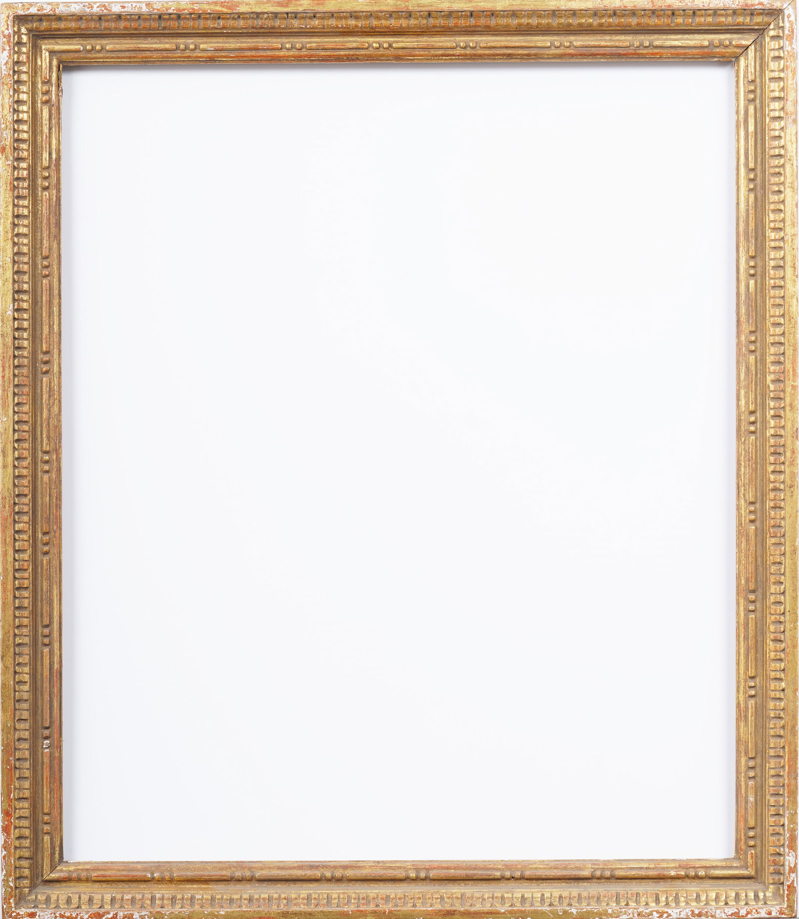 Large American Modernist Gold Giltwood Carved Oil Painting Frame: Antique oil painting frame. Overall size 28 by 32 inches, rabbett size 24.5 by 29.25 inches. Please see all images for condition. Size is measured and written on the back of the painting. The first si
