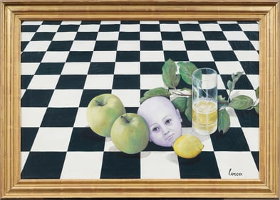 ATTR Federico Garcia Lorca (1899 - 1936) Signed Spanish Surrealist Framed Original Oil Painting