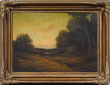 Antique Signed American School Nicely Framed Tonalist Sunset Landscape Oil Painting (1 of 7)