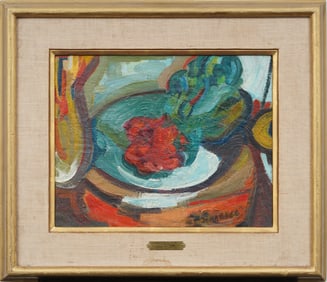Jack Nagler  American Modernist Abstract Flower Still Life Framed Original Oil Painting