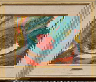 Jack Nagler American Modernist Abstract Flower Still Life Framed Original Oil Painting (1 of 7)
