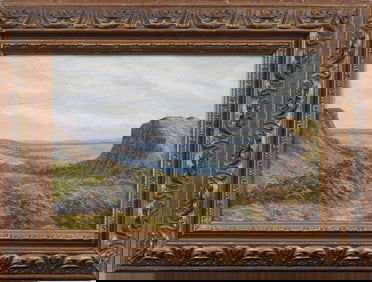 Antique American Impressionist Nicely Framed Western Landscape Oil Painting
