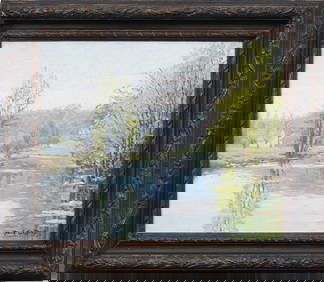 Rene Geoffroy Signed Antique French Spring Day Signed Framed Impressionist Landscape Painting (1 of 7)