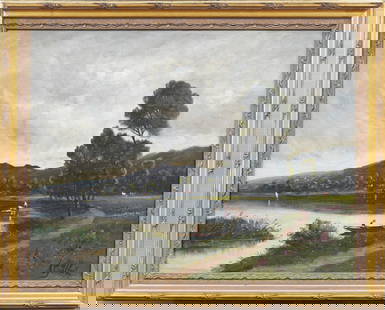 Antique French Impressionist Framed Landscape Signed Barbizon School Large Oil Painting: Antique French impressionist landscape oil painting. Oil on canvas. Signed. Framed. Measuring 24 by 30 inches and 20 by 25.5 painting alone. Please see all images for condition. Size is measured and w