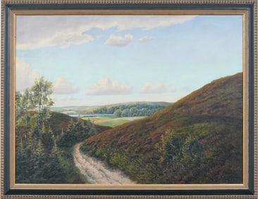 Large Signed Antique European Landscape Framed Signed Oil Painting