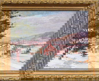 Carl Wuermer (1900-1981) Woodstock New York Winter Signed Framed Impressionist Oil Painting
