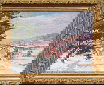 Carl Wuermer (1900-1981) Woodstock New York Winter Signed Framed Impressionist Oil Painting (1 of 6)