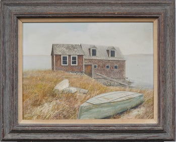 Bruce Jeffrey Peeso (Born 1951) Vintage American Modernist New England Lake Landscape Painting