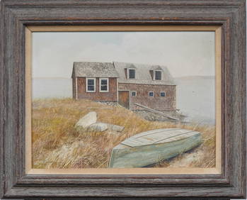 Bruce Jeffrey Peeso (Born 1951) Vintage American Modernist New England Lake Landscape Painting (1 of 8)