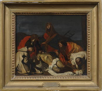 Important 17th Century European Old Master Religious Figurative Framed Exhibited Oil Painting: Antique European old master oil painting. Oil on board. Signed verso. Framed. Measuring 16 by 18 inches and 12 by 13.5 painting alone. Please see all images for condition. Size is measured and written