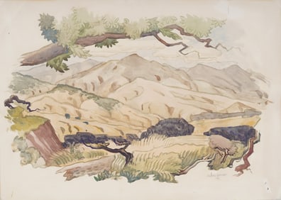Milford Zornes (1908 - 2008) Large Signed 1941 American Modernist Western Landscape Painting