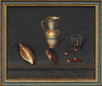 Vintage American School Miniature Kitchen Still Life Framed Signed Oil Painting (1 of 6)