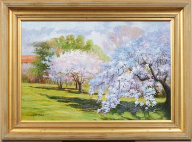 Judd Gallet Signed Large Vintage American Impressionist Landscape Original Oil Painting