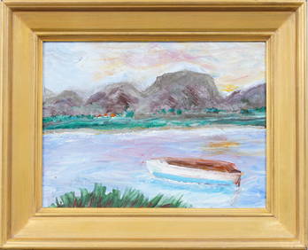 Vintage American School Fauvist Framed Landscape Original Oil Painting (1 of 5)