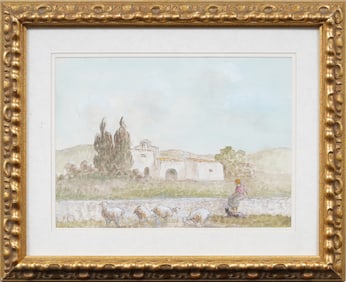 Antique European Impressionist Framed Landscape Signed Painting