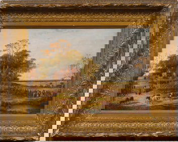 Edmond Marie Petitjean (1844 - 1925) Signed Barbizon Cow Grazing Framed Landscape Oil Painting