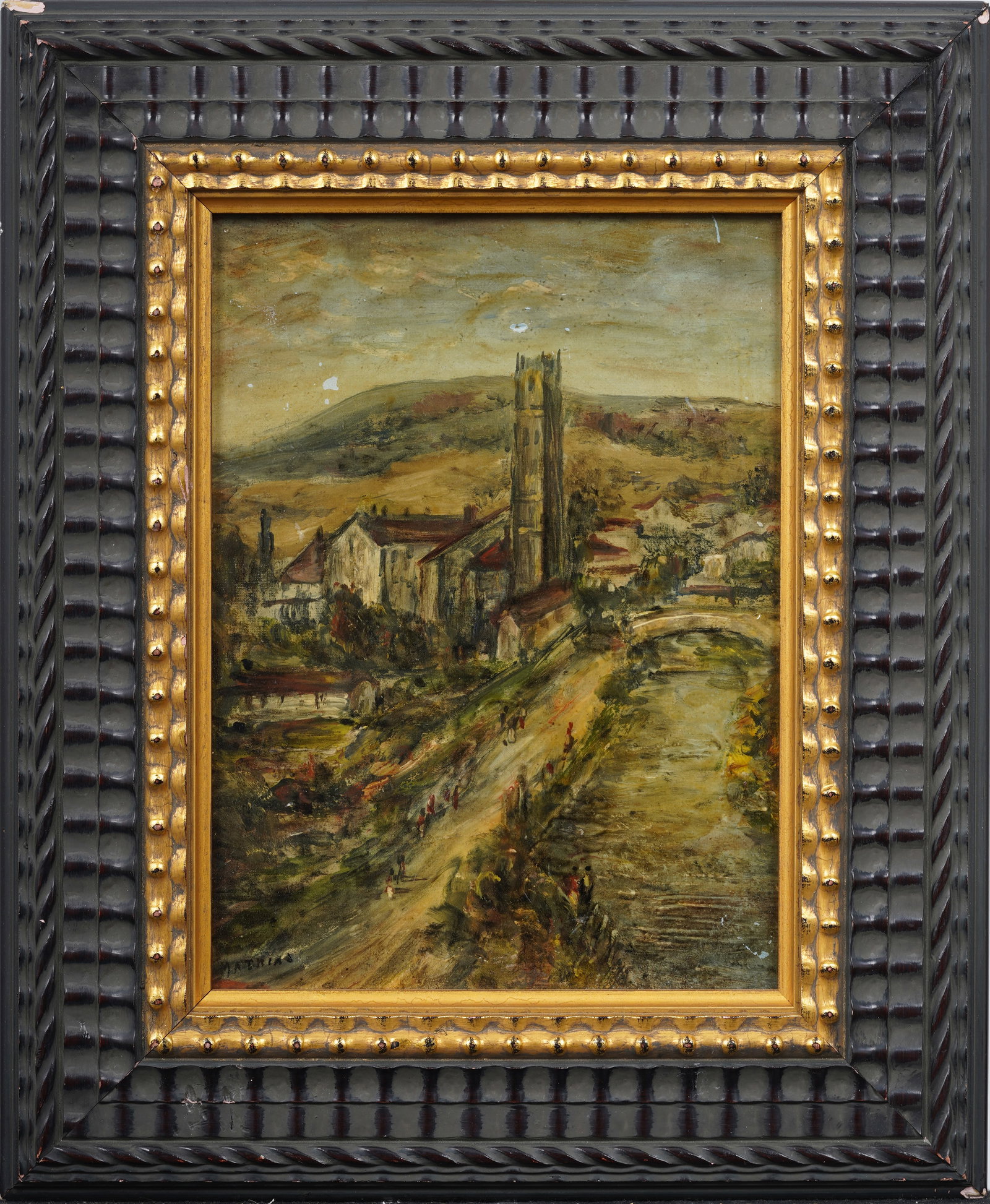 Signed European Impressionist Nicely Framed Signed Landscape Oil Painting: Antique European impressionist landscape oil painting. Oil on board. Signed. Framed. Measuring 14.5 by 12 inches overall and 9.5 by 7 painting alone. Please see all images for condition. Size is measu