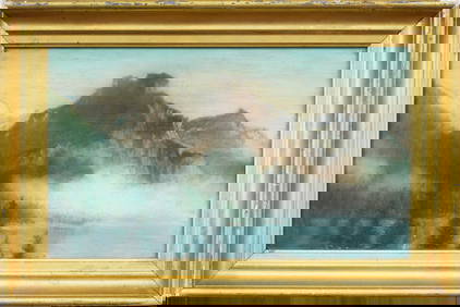 Antique American "Mist Rising Over the Lake" Western Hudson River School Framed Landscape Painting (1 of 6)