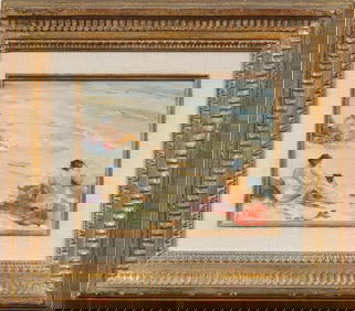Jacques Favre de Thierrens (1895 - 1973) Signed French Impressionist Beach Scene Framed Oil Painting