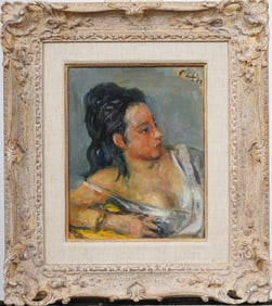 Robert Philipp (1895 - 1981) Antique American Modernist Nicely Framed Portrait Signed Oil Painting